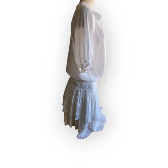 Anthropologie Current Air Aurelie Pleated drop waist white Mini Dress size small - Picture 8 of 14